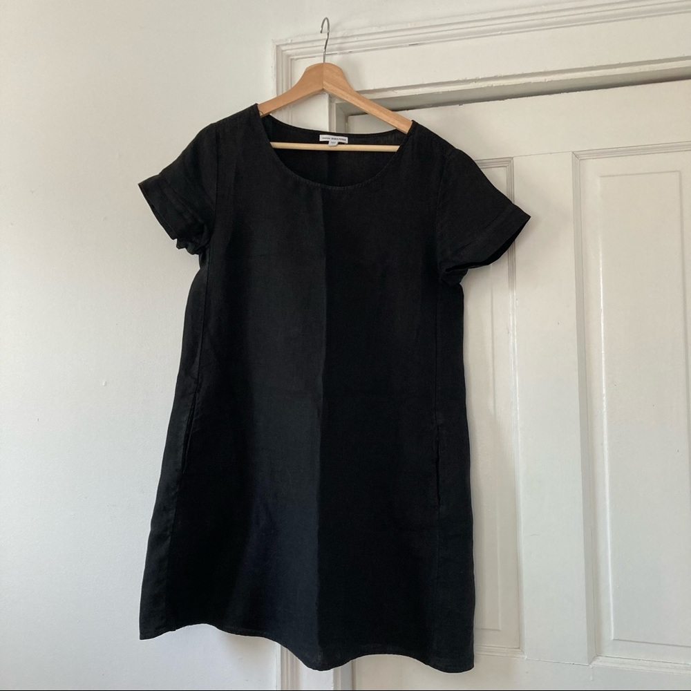 James Perse black 100% linen dress